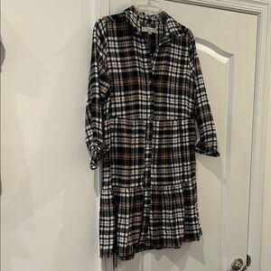 LOFT Black and Tan Checkered Blouse